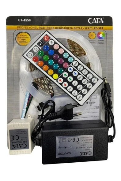 Cata RGB Şerit Led Seti İç Mekan Üç Çip 5Mt Profesyonel 220v ürün görseli 1