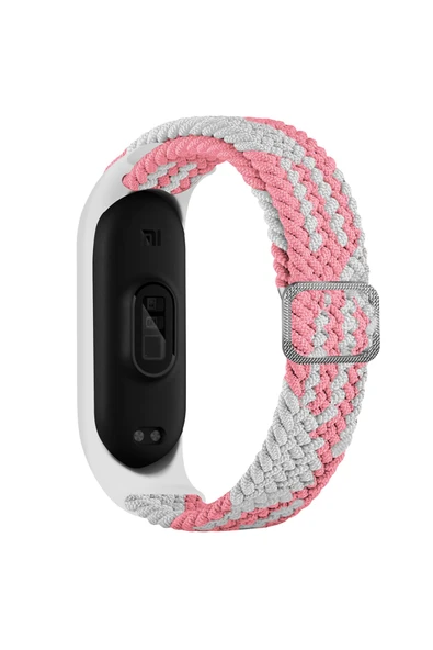 Coverzone Xiaomi Mi Band 7 Ile Uyumlu Mixed Kayış Hasır Örmeli Kordon Kayış Pembe-açık ürün görseli 1