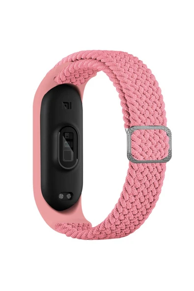 Coverzone Xiaomi Mi Band 7 Ile Uyumlu Mixed Kayış Hasır Örmeli Kordon Kayış Pembe ürün görseli 1