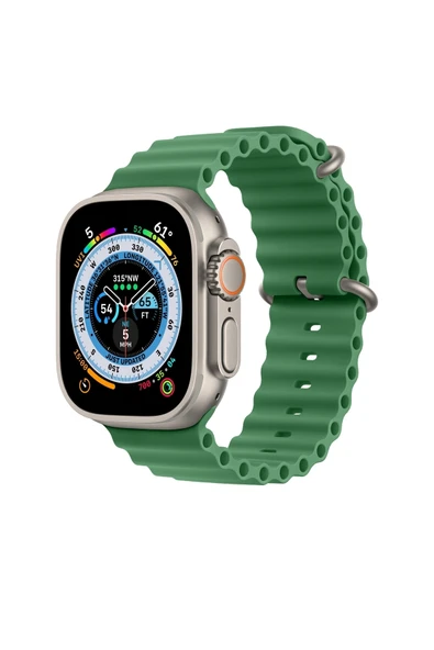 Coverzone Watch 7 Uyumlu Okyanus Quintessential 45 Mm Kabartmalı Metal Tokalı Kordon Yeşil ürün görseli 1