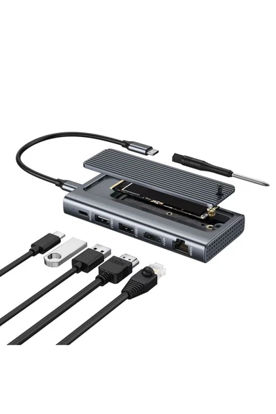 Coverzone USB-C Docking Station M.2 NVMe Kutulu 4K HDMI Ethernet 10Gbps USB 90W PD Destekli ZR1145 ürün görseli 1