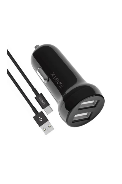 X-Level X-chargerdrivec 2.4a 15.5w 2x Usb-a Port Araç Içi Şarj Cihazı - Type-c Kablo - Çakmaklık Şarj ürün görseli 1