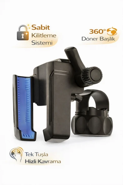 Coverzone Bisiklet Gidon Telefon Tutucu 360° Döner Kilitli 4-7.2 İnç Uyumlu Sarsıntı Önleyici | ZR1044 ürün görseli 1