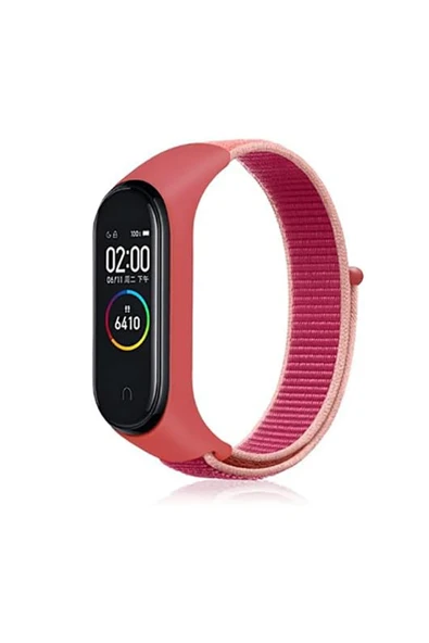 Coverzone Xiaomi Mi Band 3 4 5 6 7 İle Uyumlu Kordon Ayarlanabilir Kaliteli Hasır Örme Kordon Kayış Pembemsi ürün görseli 1