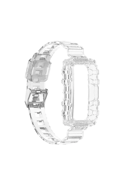 Coverzone Huawei Watch Fit 2 Ile Uyumlu Transparan Kordon Şeffaf Glacier Spor Kayış Beyaz ürün görseli 1