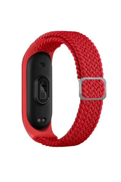 Coverzone Xiaomi Mi Band 7 Ile Uyumlu Mixed Kayış Hasır Örmeli Kordon Kayış Kırmızı ürün görseli 1