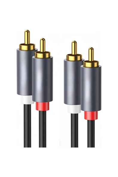 Coverzone 2RCA Stereo Ses Kablosu Altın Uçlu Yüksek Ses Kalitesi AUX 3.5mm Kablo Subwoofer Amfi TV Ses Sistemi ürün görseli 1