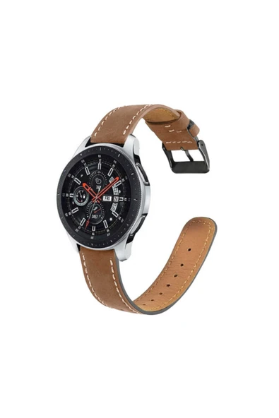 Coverzone Galaxy Watch 3 45 mm 22 mm Kahverengi Metal Tokalı Deri Kordon ürün görseli 1