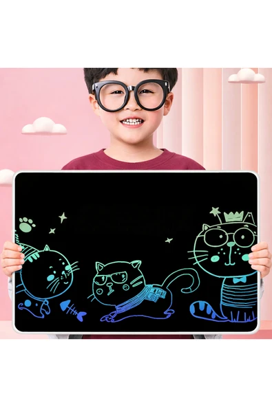 Coverzone Yazı Tableti XL 28 inç LCD Çift Taraflı Çizim Karalama Tahtası Eğitim Öğrenme Aracı 60x40cm | XLB-28 ürün görseli 1
