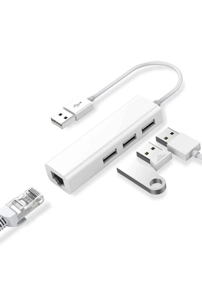 Coverzone Usb 3.0 To Ethernet + 3xusb 3.0 Çevirici 4 Port Hub Çoklayıcı Uyumlu ürün görseli 1