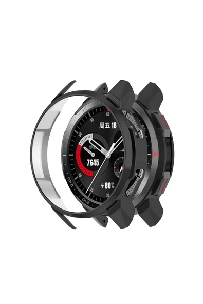 Coverzone Honor Watch Gs Pro Ile Uyumlu Önü Açık Tasarım Sert Rubber Akıllı Saat Kılıf Siyah ürün görseli 1