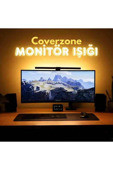 Coverzone 51cm LED Monitör Işık Çubuğu,Ayarlanabilir 3 Renk,Dimmer Kontrol Kumandalı,Göz Yormayan,P3E PLUS ürün görseli 1