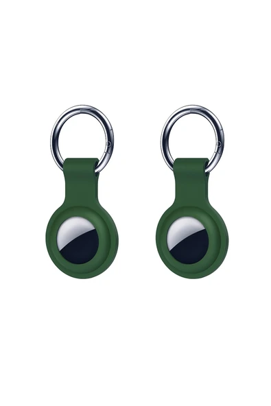 Coverzone Apple AirTag ile Uyumlu Anahtarlıklı Silikon Kılıf A010 Koruyucu Anahtarlık Haki 2'li Paket ürün görseli 1
