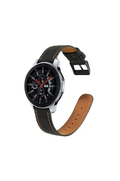 Coverzone Galaxy Watch 46mm 22mm Metal Tokalı Deri Kordon Siyah ürün görseli 1