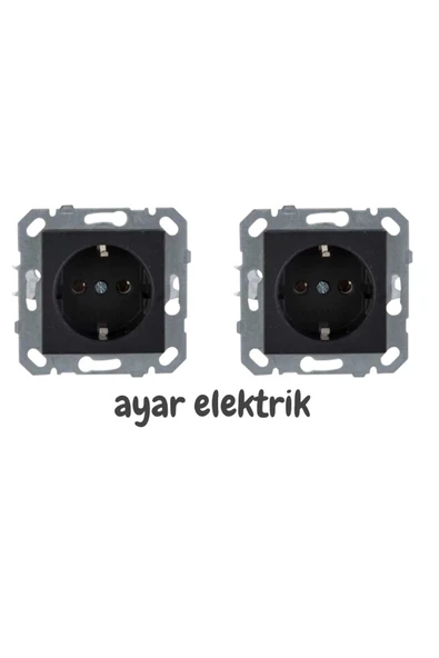 Netelsan Byobu Siyah Topraklı Priz Çerçevesiz 2 Adet ürün görseli 1