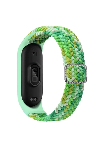 Coverzone Xiaomi Mi Band 7 Ile Uyumlu Mixed Kayış Hasır Örmeli Kordon Kayış Yeşilimsi ürün görseli 1
