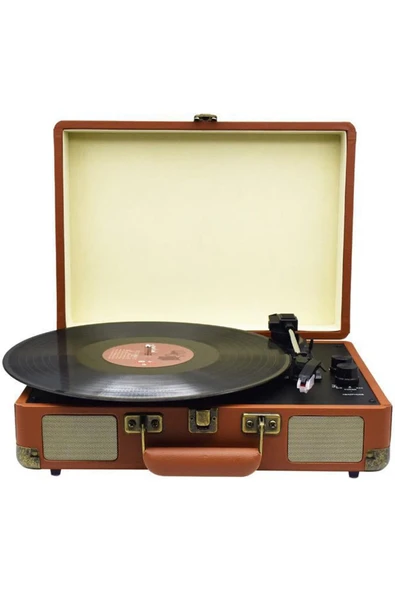 Coverzone Retro Bluetooth Plak Çalar 33/45 Hız USB Oynatma 18-30cm Plak Uyumu Vintage Çanta Tasarım ürün görseli 1