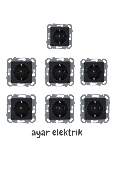 Netelsan Byobu Siyah Topraklı Priz Çerçevesiz 7 Adet ürün görseli 1