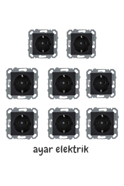 Netelsan Byobu Siyah Topraklı Priz Çerçevesiz 8 Adet ürün görseli 1