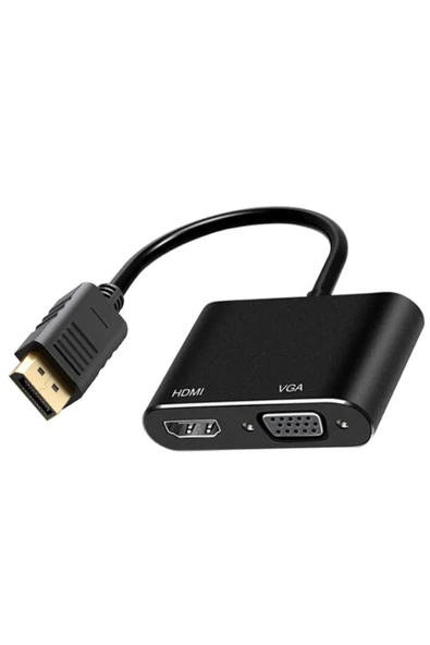 Coverzone Çoklayıcı Adaptör 2 in 1 Displayport to VGA HDMI Kasa Bilgisayar uyumlu Çevirici 2in1 ZR723 ürün görseli 1