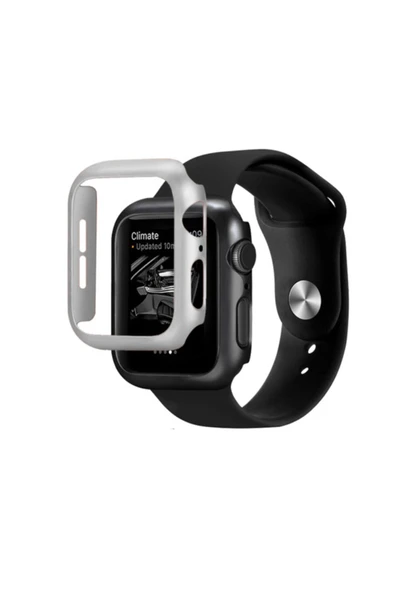 Coverzone Watch 7 Uyumlu 45mm Için Tpu Çerçeveli Ekran Koruyuculu Ön Çerçeve Kılıf Gümüş ürün görseli 1