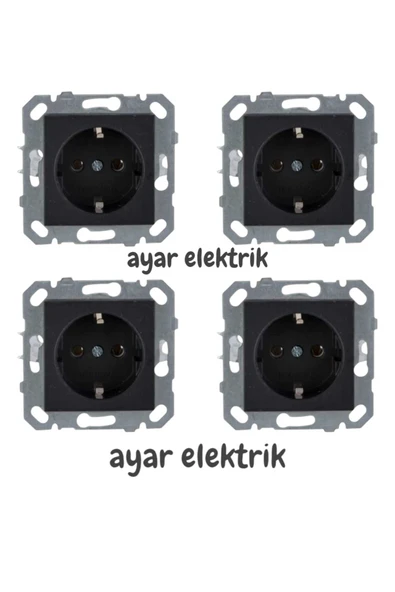 Netelsan Byobu Siyah Topraklı Priz Çerçevesiz 4 Adet ürün görseli 1