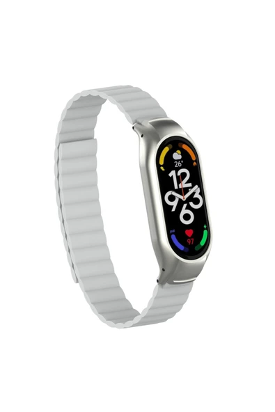 Coverzone Xiaomi Mi Band 7 Ile Uyumlu Haller Kordon Mıknatıslı Şık Tasarım Kordon Beyaz ürün görseli 1