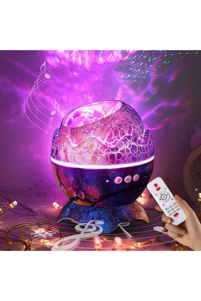 Coverzone Dinozor Yumurtası Gece Masa Lambası Bluetooth Hoparlör Led Lamba Galaxy Projektör Led Işık K890 Mor ürün görseli 1