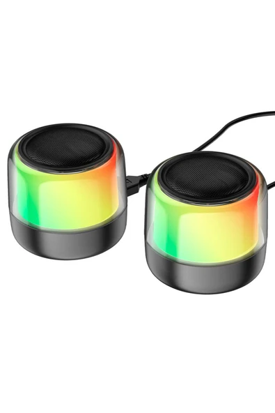 Coverzone Borofone Çiftli RGB Işıklı Kablolu veya Kablosuz Stereo Speaker Bluetooth Taşınabilir Hoparlör BP12 ürün görseli 1