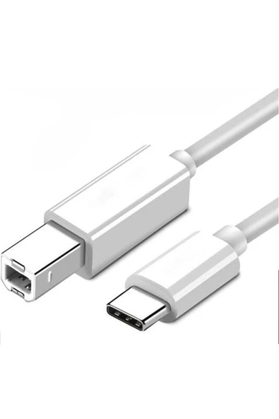 Coverzone Type-c Usb B Printer Kablosu 2 Metre Beyaz Type-c Yazıcı Kablosu ürün görseli 1