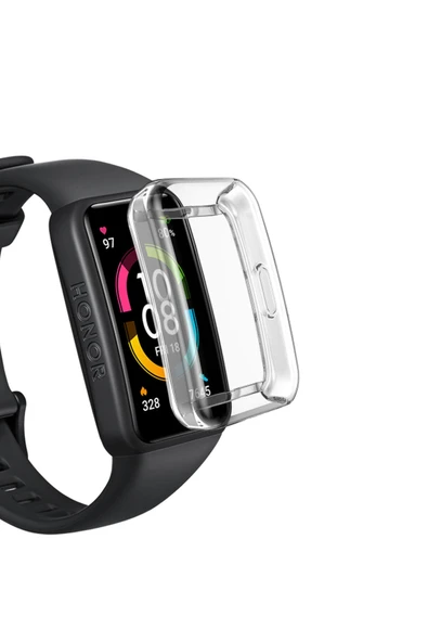 Coverzone Huawei Watch Honor Band 7 ile uyumlu Şeffaf Tam Kapatan Çerceve PC Kasa Koruma Gard Çerçeve Şeffaf ürün görseli 1