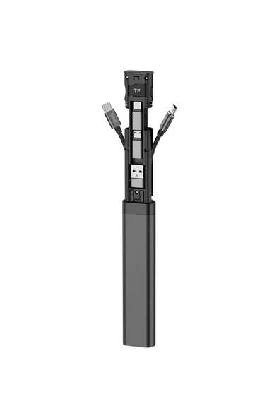 Coverzone Cable Stick 9'u 1 Arada Temel Seyahat Şarj ve Veri Senkronizasyon Kablo Çubuğu - Siyah DC516B ürün görseli 1