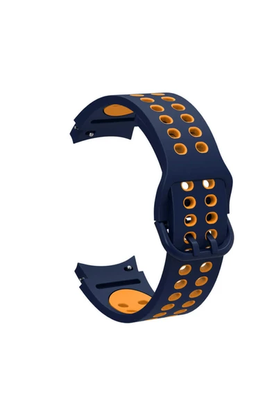 Coverzone Galaxy Watch 4 Classic Ile Uyumlu 46mm Iki Kancalı Metal Tokalı Iridescent Silikon Kordon Mavi-sarı ürün görseli 1