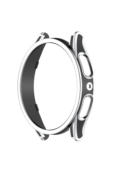 Coverzone Galaxy Watch 5 Ile Uyumlu 44mm Sert Pc Kasa Koruma Watch 5 Ile Uyumlu Gard Çerçeve Silver-black ürün görseli 1
