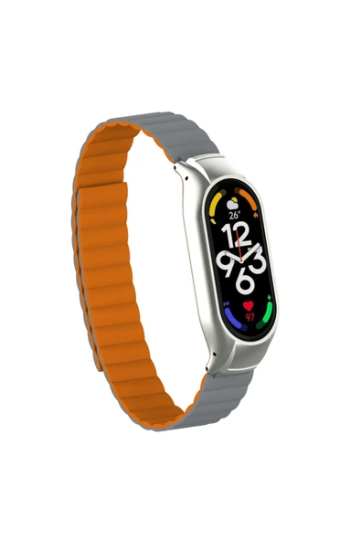 Coverzone Xiaomi Mi Band 7 Ile Uyumlu Haller Kordon Mıknatıslı Şık Tasarım Kordon Gri ürün görseli 1