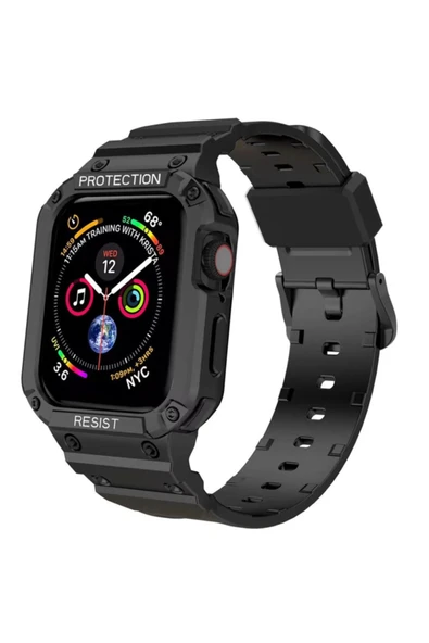 Coverzone Watch 3 Ile Uyumlu Double Protect 42-44 Mm Gnabry Antishok Kordon Siyah ürün görseli 1