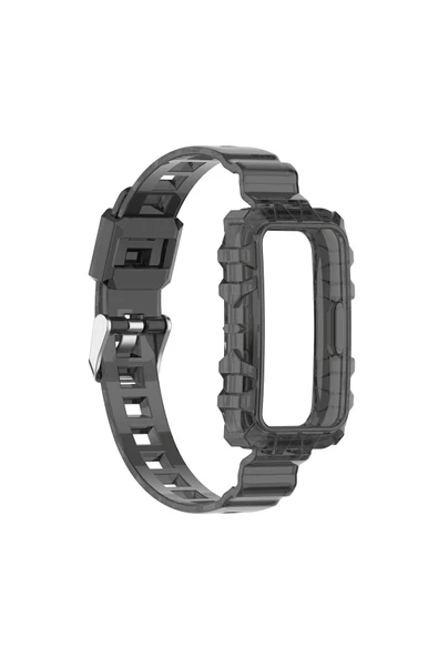 Coverzone Huawei Watch Fit 2 Ile Uyumlu Transparan Kordon Şeffaf Glacier Spor Kayış Siyah ürün görseli 1