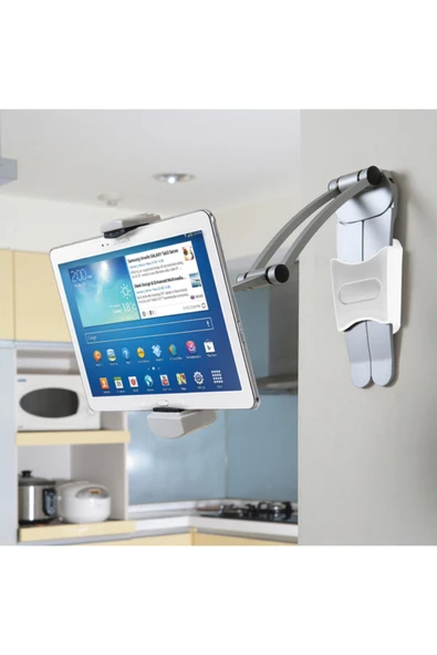Coverzone Çok Fonkisyonlutablet-telefon Tutacağı Mutfak Masaüstü Dolap Duvar Montaj Tutucu Standı beyaz ürün görseli 1