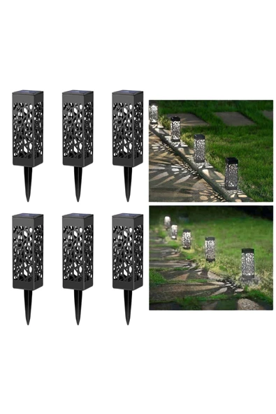 Coverzone 6'lı Solar Bahçe Lambası,LED Aydınlatmalı,Karanlıkta Otomatik Yanan,Gündüz Otomatik Şarj Olan Lamba ürün görseli 1