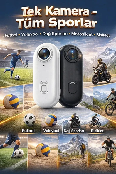 Coverzone 4K Mini Wifi Aksiyon Kamerası Taşınabilir,Giyilebilir Kamera Motor Bisiklet Kask Aksesuar Siyah ürün görseli 1