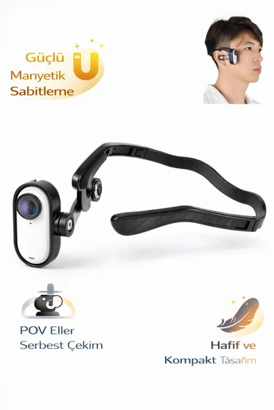 Coverzone Manyetik POV Kafa Askılı Aksiyon Kamera Tutucu Insta360 GO 3 GO 3S Uyumlu | AC16 ürün görseli 1