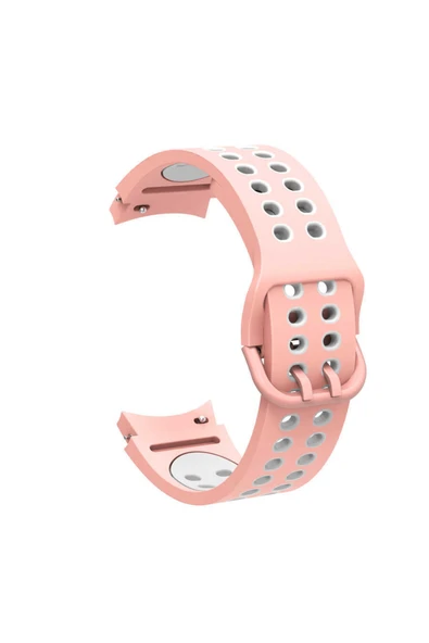 Coverzone Galaxy Watch 4 Classic Ile Uyumlu 40mm Iki Kancalı Metal Tokalı Iridescent Kordon Pembe-beyaz ürün görseli 1