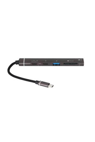 Coverzone Type-C Hub, 5in1, 2 Adet Type-C, 1 Adet USB-A Çoklayıcı, TF SD Kart Okuyucu H02 ZR888 ürün görseli 1
