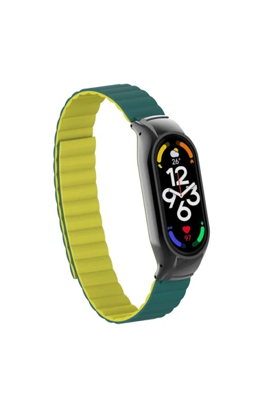 Coverzone Xiaomi Mi Band 7 Ile Uyumlu Haller Kordon Mıknatıslı Şık Tasarım Kordon Koyu Yeşil ürün görseli 1