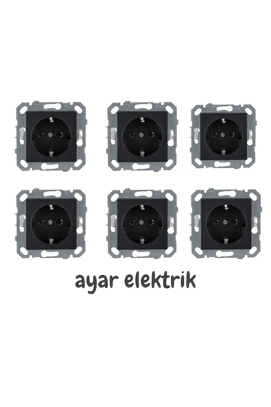 Netelsan Byobu Siyah Topraklı Priz Çerçevesiz 6 Adet ürün görseli 1