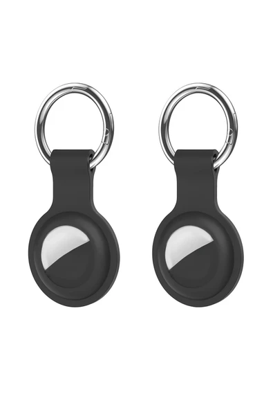 Coverzone AirTag ile Uyumlu Anahtarlıklı Silikon Kılıf A010 Koruyucu Anahtarlık Siyah 2'li Paket ürün görseli 1