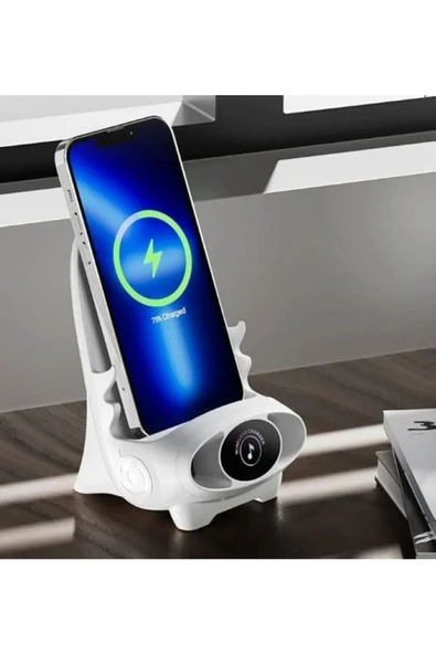 Coverzone 3 In 1 Kablosuz Şarj Istasyonu /telefon Tutucu Masaüstü 15w Qi Iphone Stand Dock Şarj ürün görseli 1