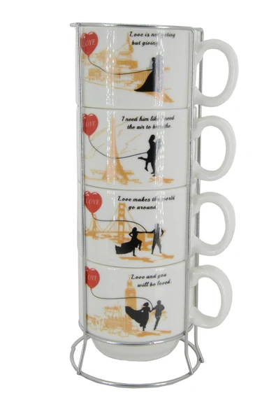 Coverzone Love and Travel Temalı 200 ml Seramik Kupa Bardak Çay ve Kahve Servisleriniz için Renkli Tasarım ürün görseli 1