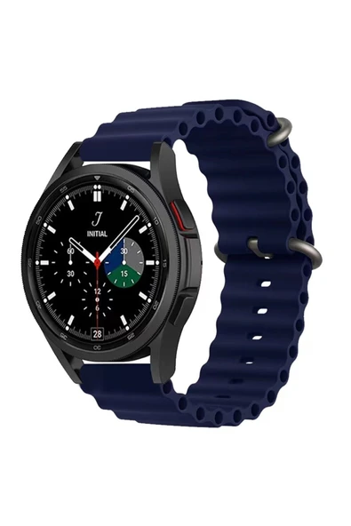 Coverzone Huaweı Watch Gt Ile Uyumlu 42mm Quintessential Kabartmalı Metal Tokalı Kordon Midnight Blue ürün görseli 1