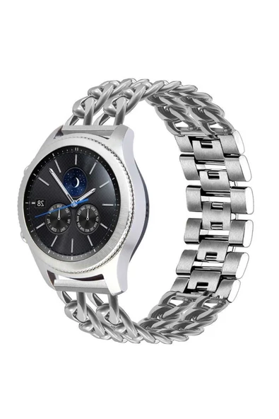 Coverzone Huawei Watch Gt 3 Pro Ile Uyumlu 46 Mm Kordon Zincir Halkalı Metal Örgülü Gümüş ürün görseli 1